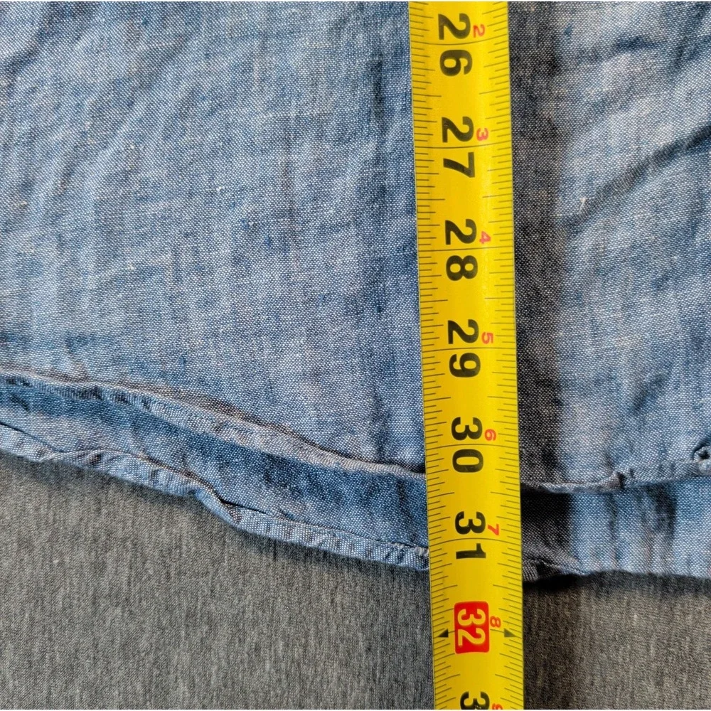 Y2K Linen Chambray Shirt Banana Republic Soft Wash Mens L Blue Casual Button LS